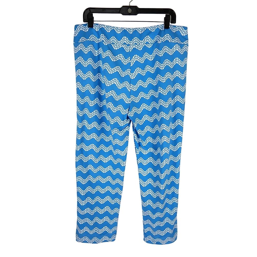 J. McLaughlin Wide Leg Capri Blue White Aegean Wave Pants XL